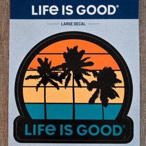 Life is Good 4" Retro Sticker with Sunset & Palm Trees